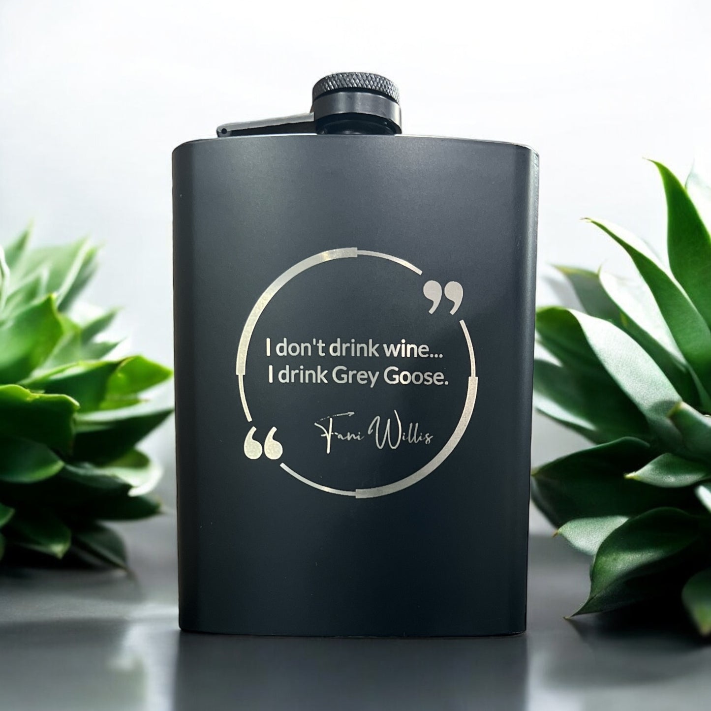 Personalized Black/Silver Flask