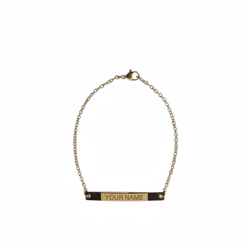 18K Gold PVD Stainless Steel Curved Bar Bracelet / Anklet