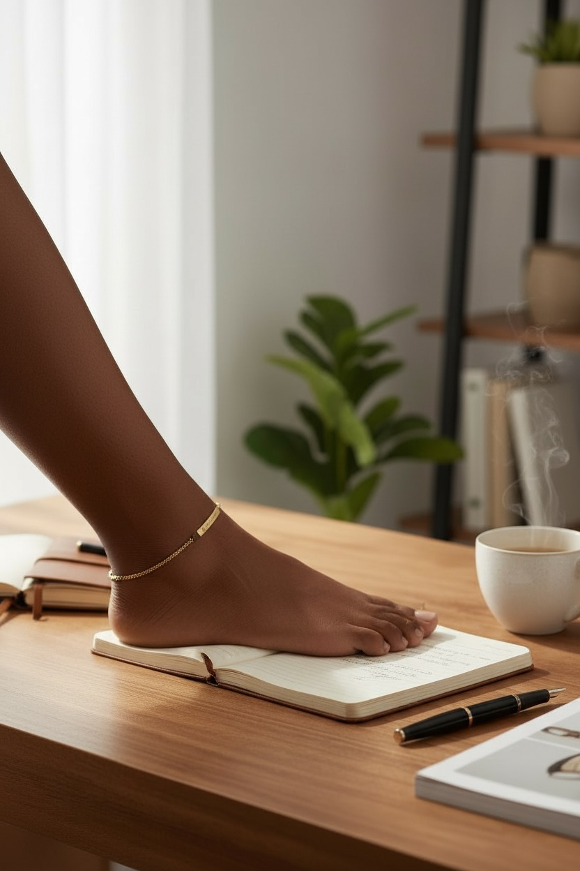 18K Gold PVD Stainless Steel Curved Bar Bracelet / Anklet