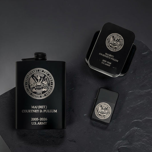 Personalized Flask and Lighter Gift Set