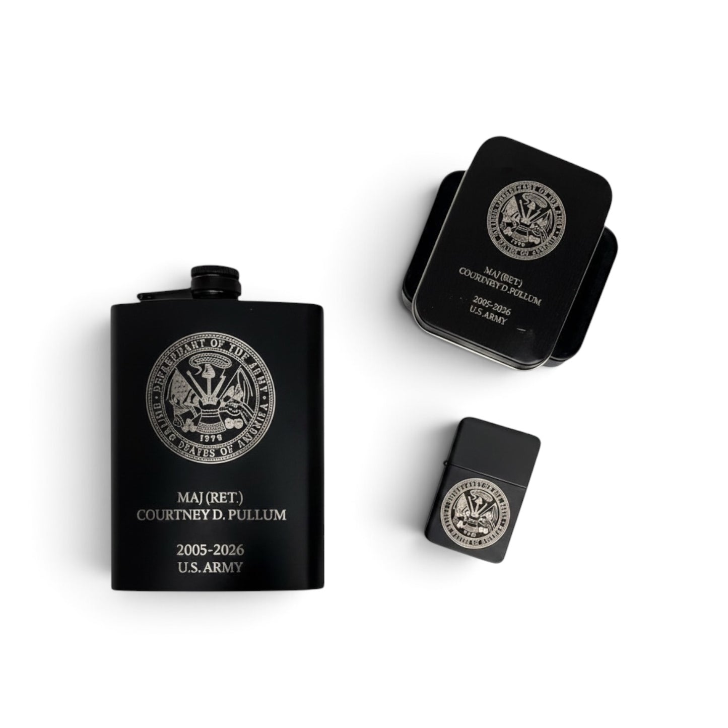 Personalized Flask and Lighter Gift Set