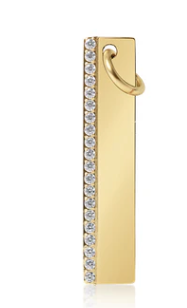 18K Gold or Rose Gold PVD Vertical CZ Engravable Bar Pendant